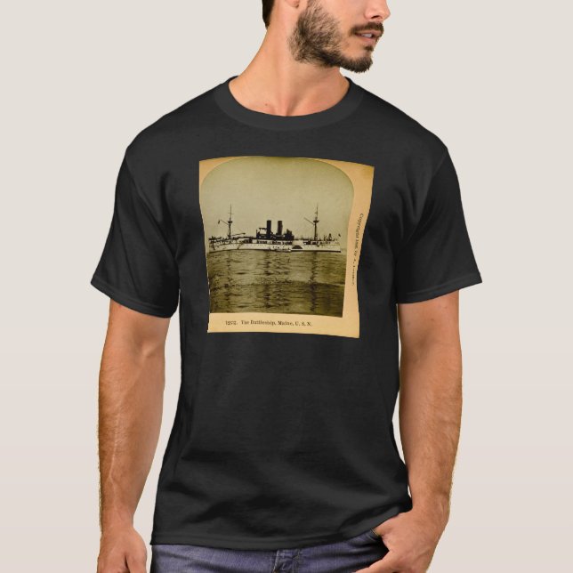 Den slagskeppMaine vintagen Stereoview T-shirt (Framsida)