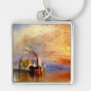 Den slåss Temerairen, J.M.W. Turner Fyrkantig Silverfärgad Nyckelring