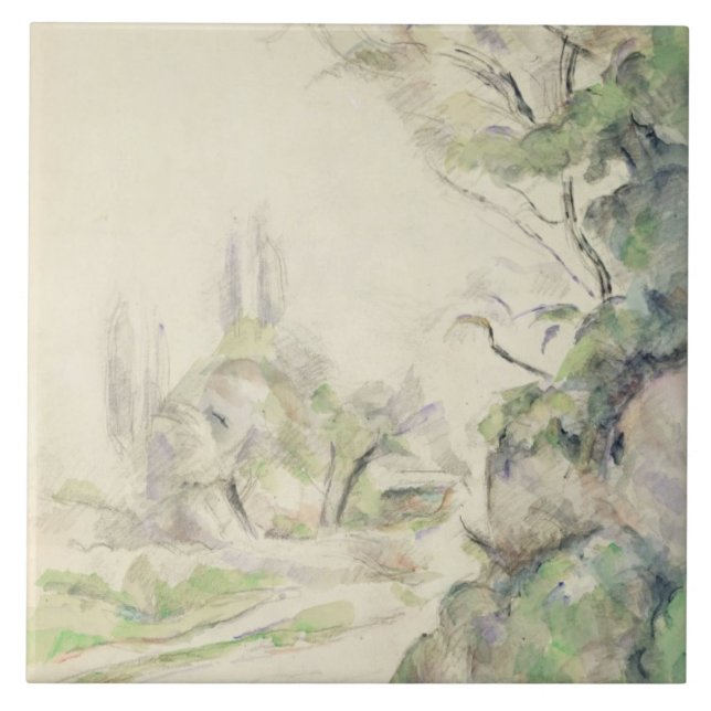 Den slingriga vägen, c.1900-06 (w/c på papper) kakelplatta (Framsidan)