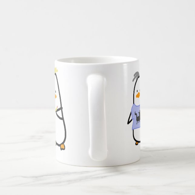 Den slumpmässiga pingvinMUGGEN - 3 fåglar Kaffemugg (Handtag)