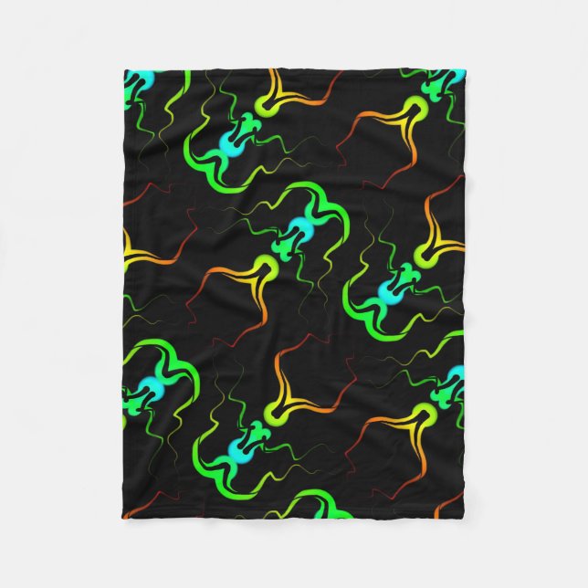 Den små polar täcker orangegröntblått på svart fleecefilt (Framsidan)