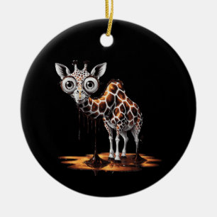 Den smältande giraffen rolig surrealistisk konstde julgransprydnad keramik