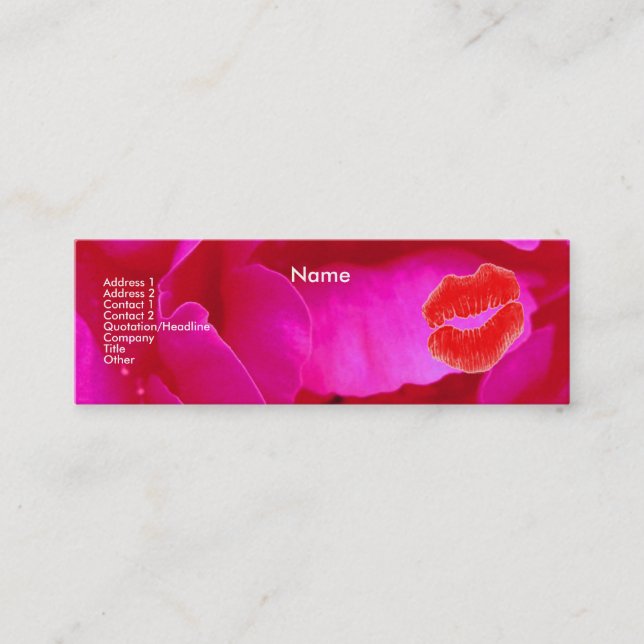 "Den sminkkonstnär" rosa ros profilerar jag kortet Mini Visitkort (Framsida)