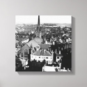 Den smyckade spiren av en kyrka i Boston Canvastryck