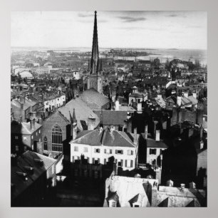 Den smyckade spiren av en kyrka i Boston Poster