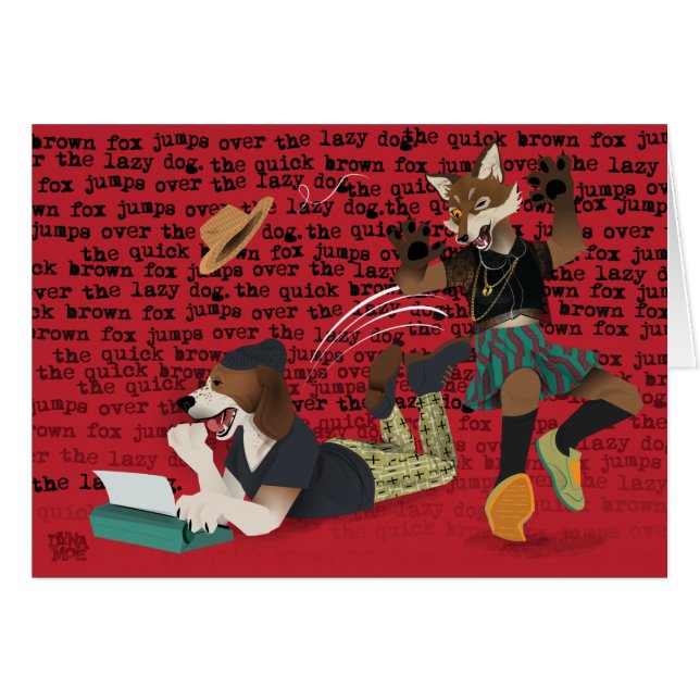 Den snabba bruna räven hoppar över den lata hunden hälsningskort (Framsidan Horizontal)