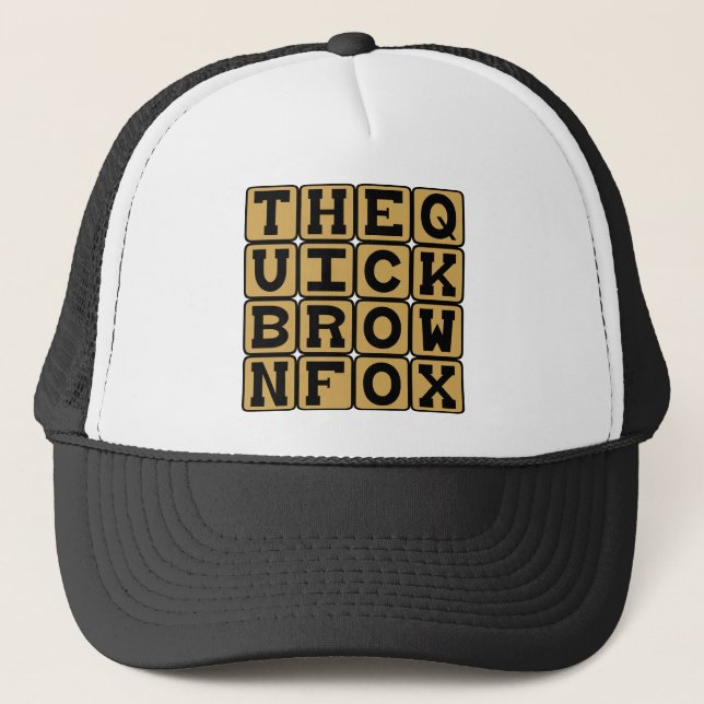 Den snabba bruna räven, Pangram-subjekt Truckerkeps (Framsida)
