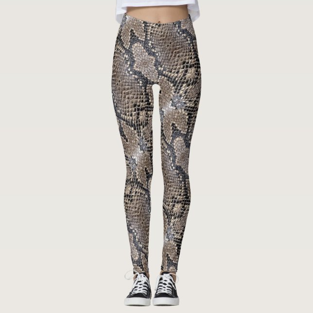 Den Snakeskin looken i Greys och försilvrar Leggings (Framsida)