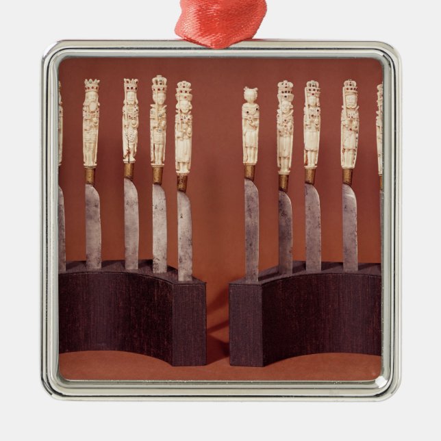 Den sned knivar behandlar visningengelskamonarker julgransprydnad metall (Framsidan)