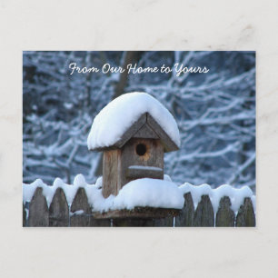 Den snöig birdhousen Julhälsningar Helg Vykort