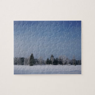 Den snöig kalla vintern landskap 12 pussel