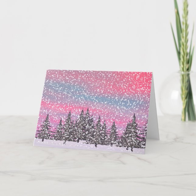 Den snöig vintern landskap helgkort (Framsida)