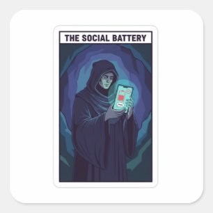 Den sociala batteriets introvert-humor Låg energ Fyrkantigt Klistermärke