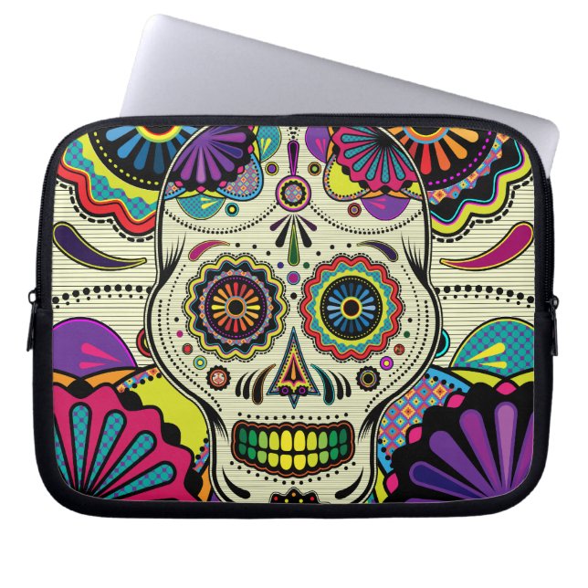 Den sockerskallekonst/day of the dead hänger lös laptop fodral (Framsidan)
