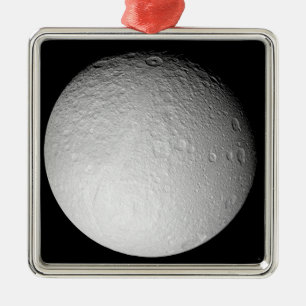 Den södra Polen av Saturns måne Tethys Julgransprydnad Metall