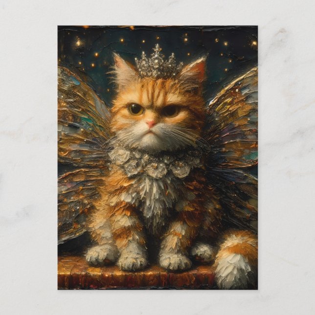 Den sökta lilla, ynkliga Fairy Ginger Cat Vykort (Framsida)