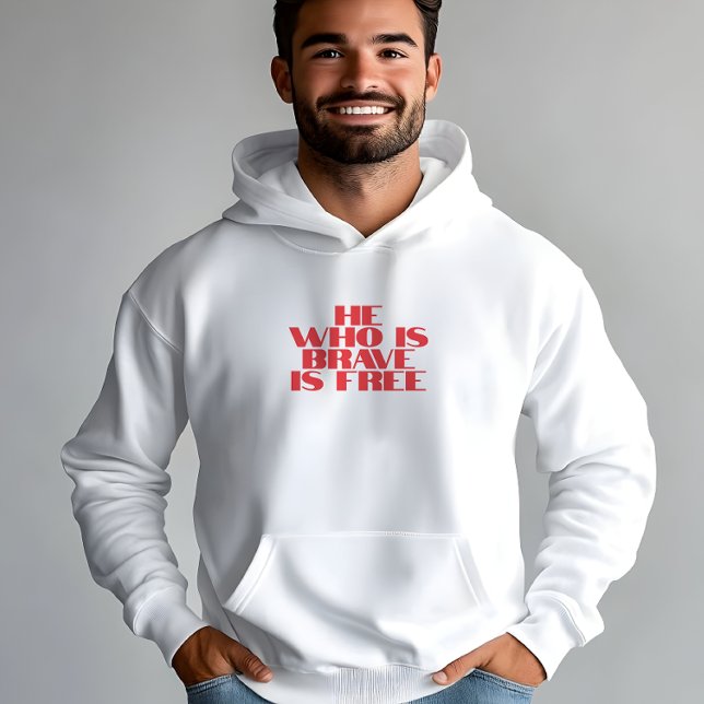 Den som är modig är fri vit röd hoodie (Skapare uppladdad)
