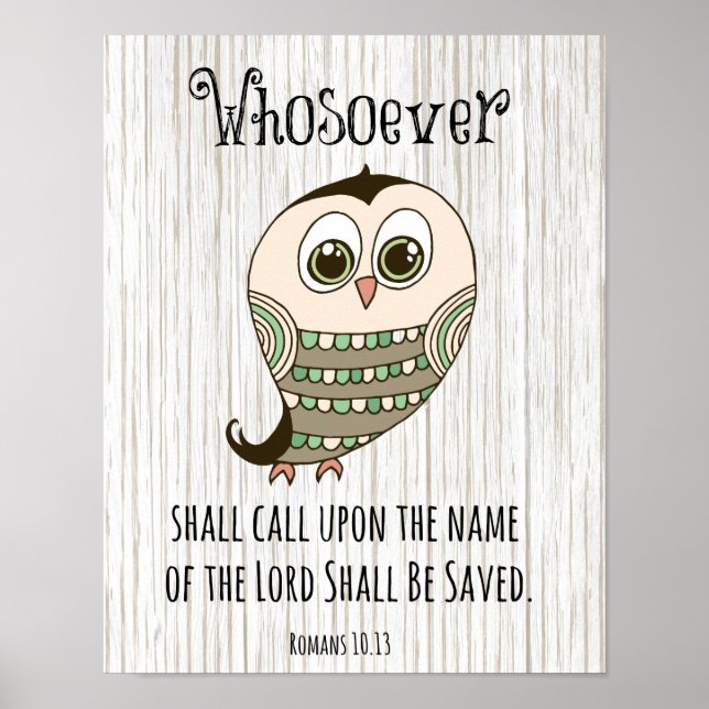 Den som Bible Verse med Uggla Poster (Framsidan)
