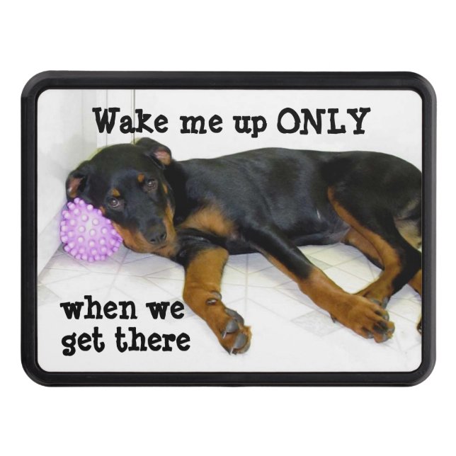 Den sömniga Rottweiler haken täcker Dragkroksskydd (Framsidan)