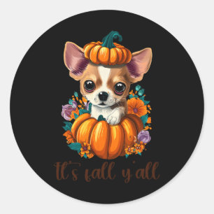 Den söta blommigten Pumpkin Chihuahua Hallo Runt Klistermärke