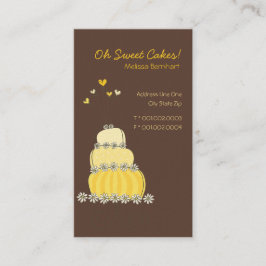Den söta gula bröllopstårtaanpassningsbar visitkort