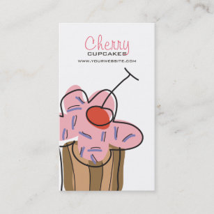 Den söta körsbärsröda muffinbageriefterrätten visitkort