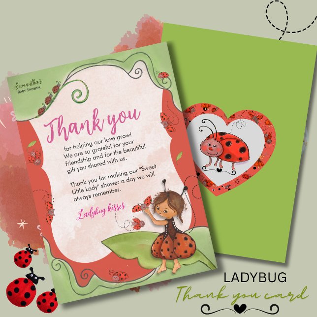 Den söta lilla nyckelpigan & hjärtkort  tack kort (The Sweet Little Ladybug & Heart Card )