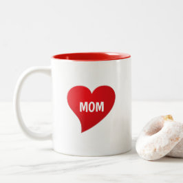 Den söta moderna chicen med mamma-rött stort hjärt Två-Tonad mugg