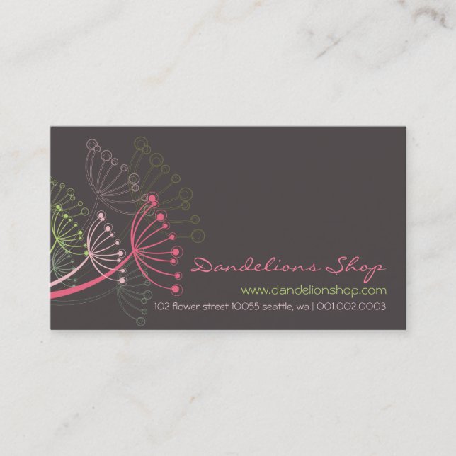 Den söta rosa maskrosen blommar modern elegant visitkort (Framsida)