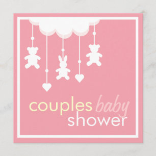 Den söta rosan kopplar ihop baby showerinbjudan inbjudningar