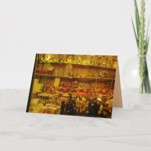 Den söta stallen på tysk jul marknadsför, helgkort