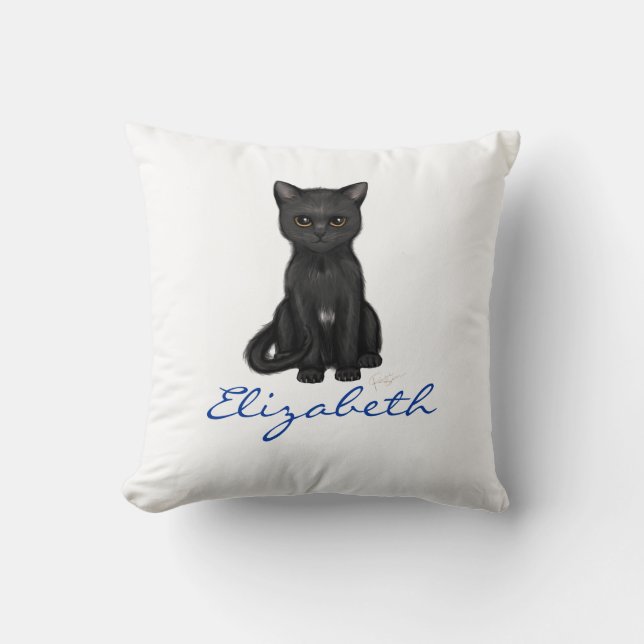 Den söta svart katten w/Golden synar - slösa Kudde (Framsida)