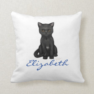 Den söta svart katten w/Golden synar - slösa Kudde