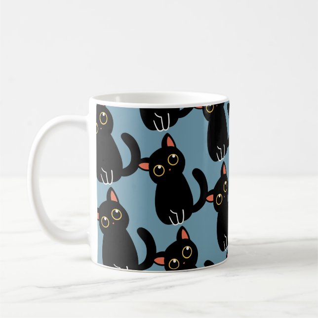 Den söta svarta kattmuggen är en present för kattä kaffemugg (Vänster)