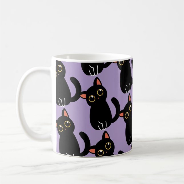 Den söta svarta kattmuggen är en present för kattä kaffemugg (Vänster)