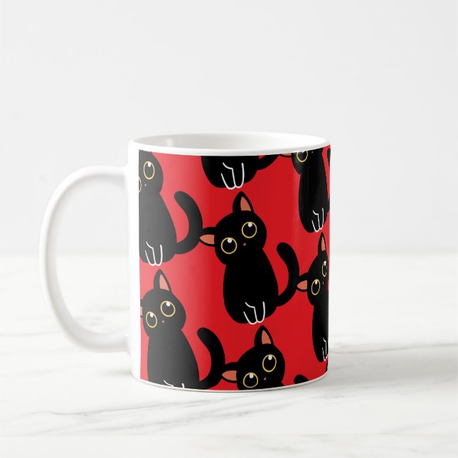 Den söta svarta kattmuggen är en present för kattä kaffemugg (Vänster)
