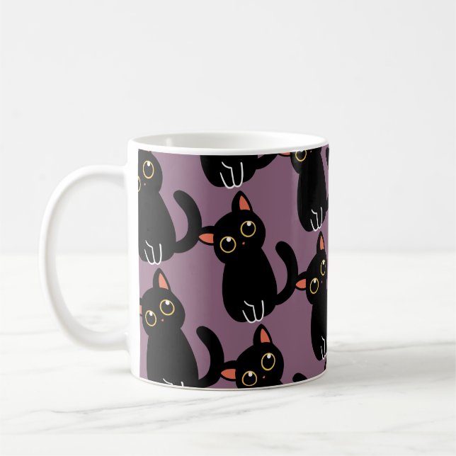 Den söta svarta kattmuggen är en present för kattä kaffemugg (Vänster)