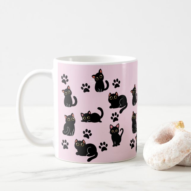 Den söta svarta kattmuggen - perfekt present till  kaffemugg (Med munk)