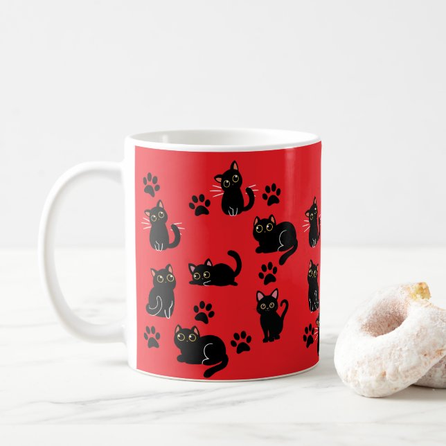 Den söta svarta kattmuggen - perfekt present till  kaffemugg (Med munk)