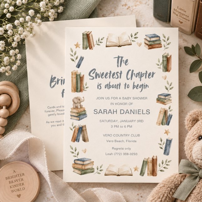 Den sötaste bokkapitlet barnkalas  inbjudningar (The Sweetest Chapter Book Baby Shower Invitation)