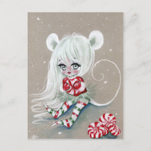Den sötaste julmusen med Candy Card Helg Vykort