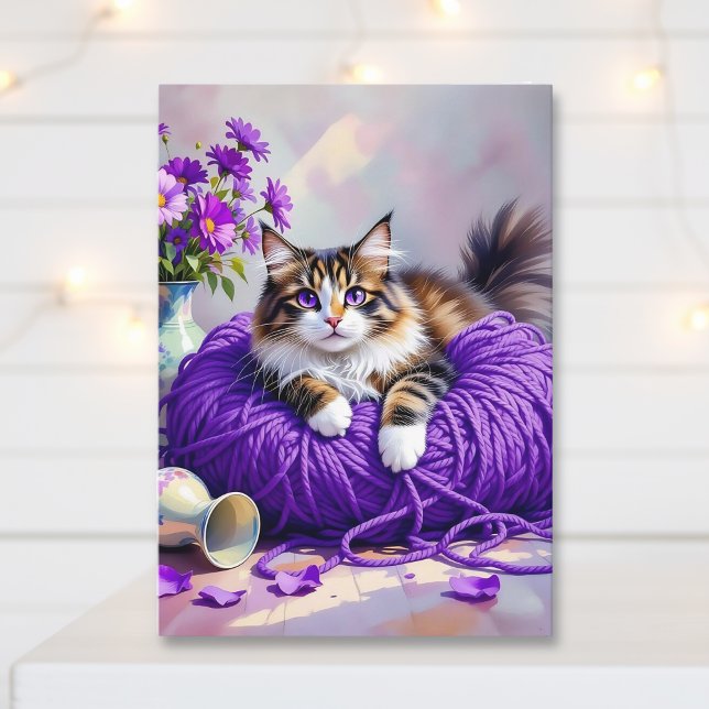 Den sötaste katt-tema tänker på dig-dikt kort (Skapare uppladdad)