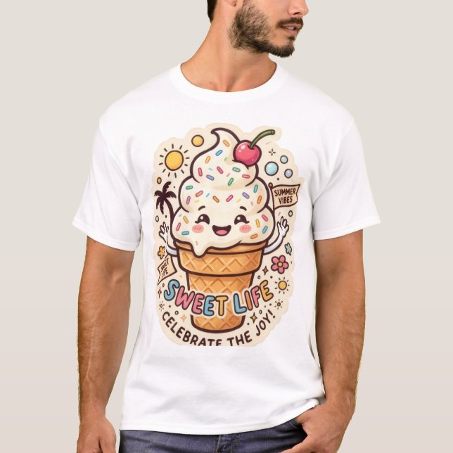 Den sötaste liv glass-sticker t-shirt (Framsida)