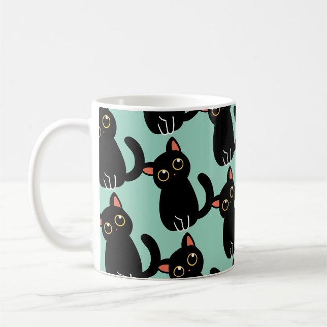 Den söteste svarta kattmuggen som present till kat kaffemugg (Vänster)
