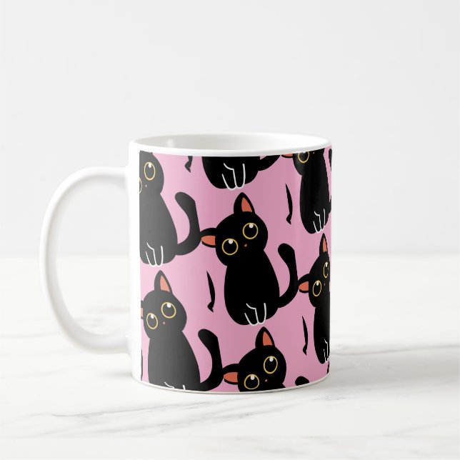 Den söteste svarta kattmuggen som present till kat kaffemugg (Vänster)