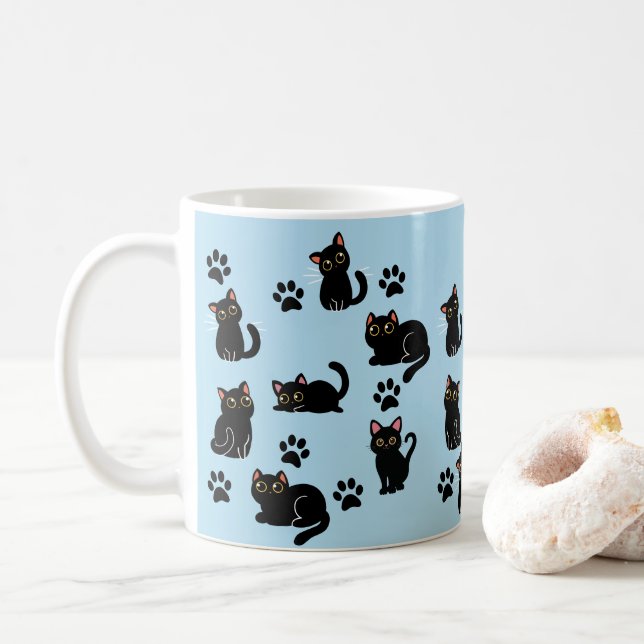 Den söteste svarta kattmuggen som present till kat kaffemugg (Med munk)
