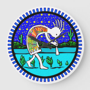 Den Southwestern Kokopelli flöjtspelare tar tid p Stor Klocka