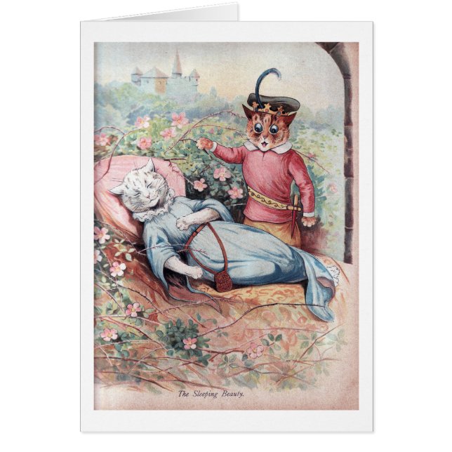 Den sovande skönheten, Louis Wain Hälsningskort (Framsidan)