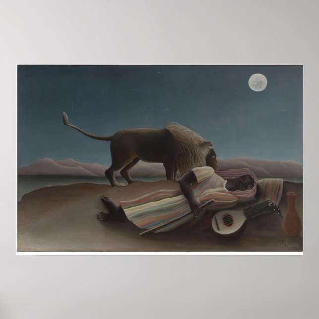 Den sovande zigenaren av Henri Rousseau Poster (Framsidan)