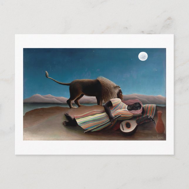 Den sovande zigenaren Henri Rousseau Vykort (Framsida)